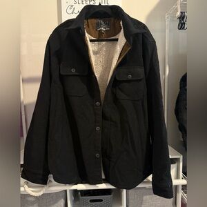 Jachs Black Shirt Jacket with Brown Lining